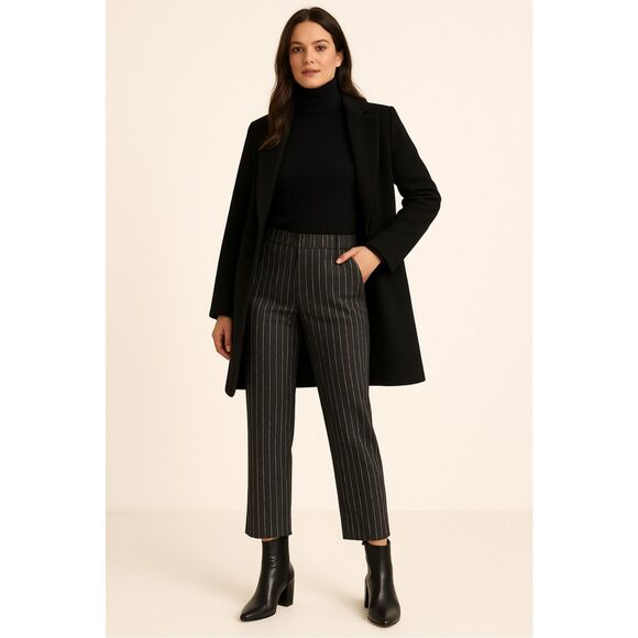 Aritzia Wilfred Pinstripe Wool Cashmere Blend Straight Leg Pants Gray 6 - Picture 1 of 11